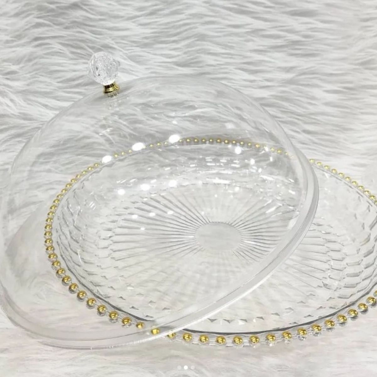 GENERICO - Bandeja Redonda con Tapa 32cm - Transparente