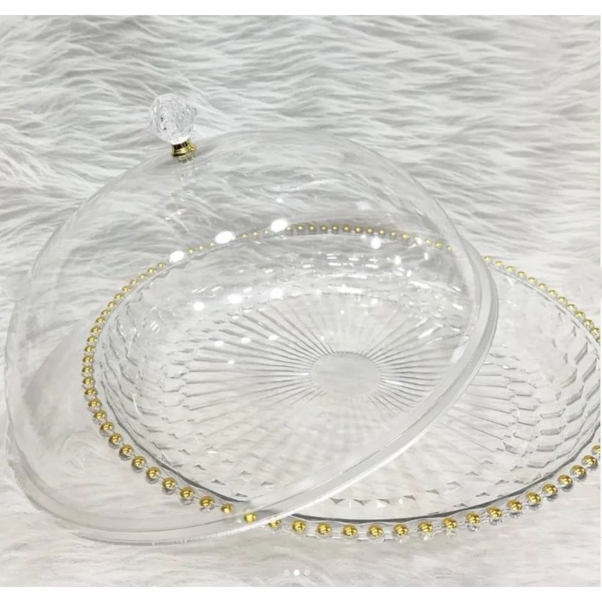 GENERICO - Bandeja Redonda con Tapa 32cm - Transparente