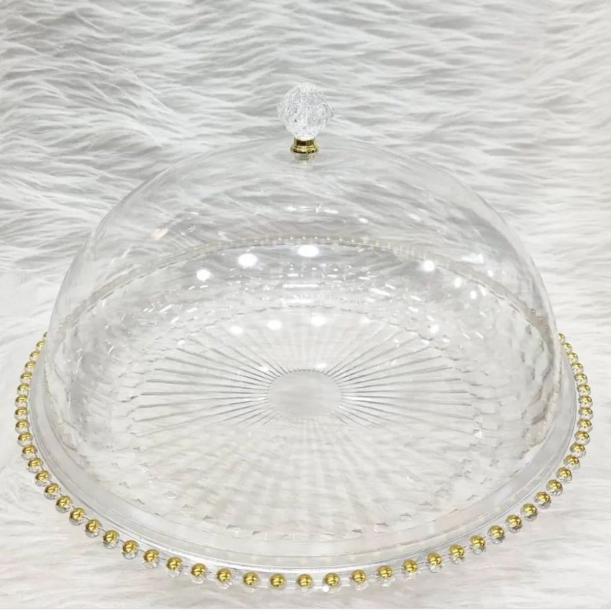 GENERICO - Bandeja Redonda con Tapa 32cm - Transparente