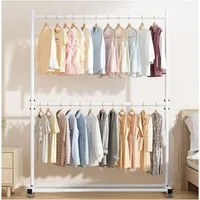 PERCHERO DOS PISO ORGANIZADOR DE ROPA TUBO GRUESO BLANCO WYM