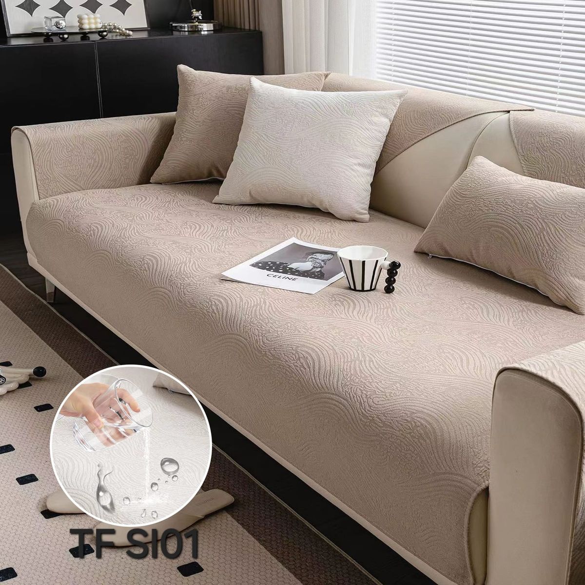 GENERICO - Cubierta  funda de sofa mat impermeable beige set completo