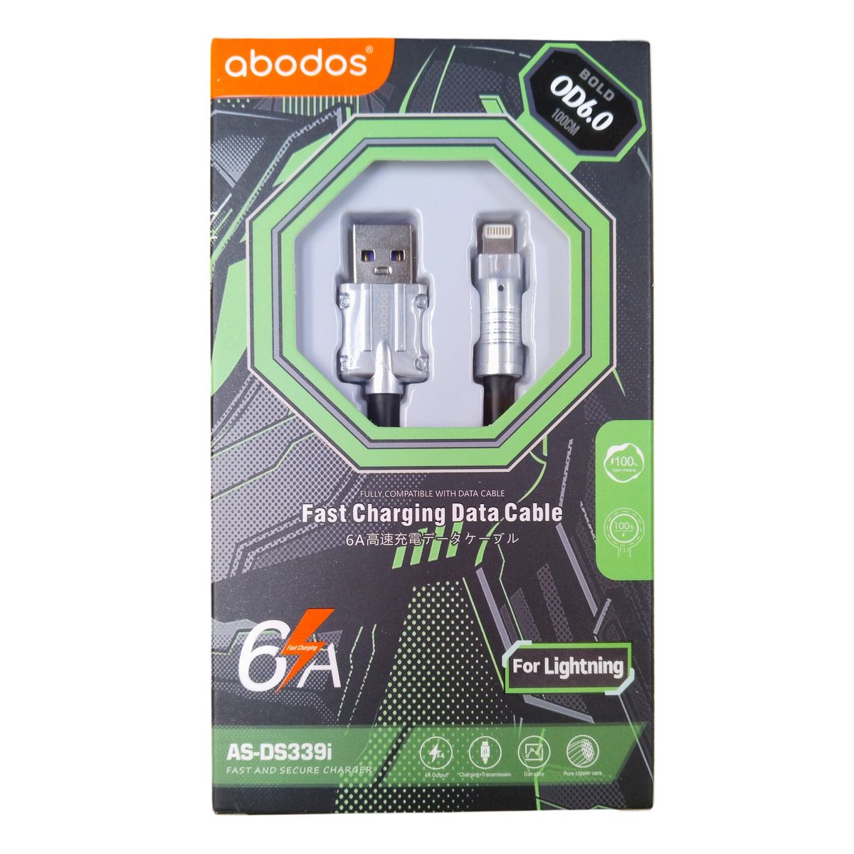 GENERICO - Cable de Datos de Carga Rápida 6A USB a Lightning Abodos