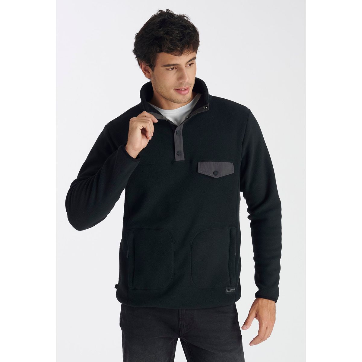 NIMTU - Fleece Tronador Casual Negro Nimtu