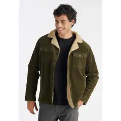 NIMTU - Chaqueta Corduroy Casual Verde