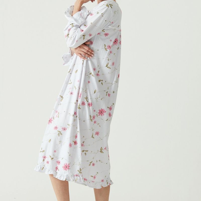 BARBIZON - Camisa de Dormir Tradicional Luz Blanco