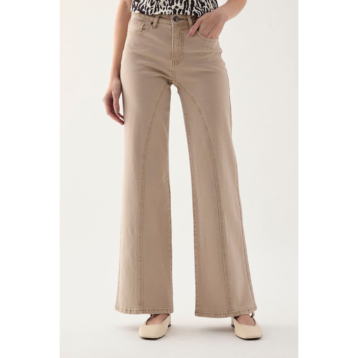 ASH - Jeans Wide Beige Mujer Ash