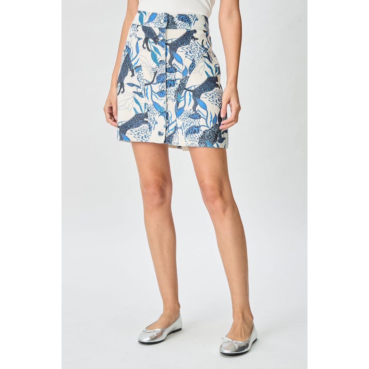 IO - Falda Corta Beige Mujer Io