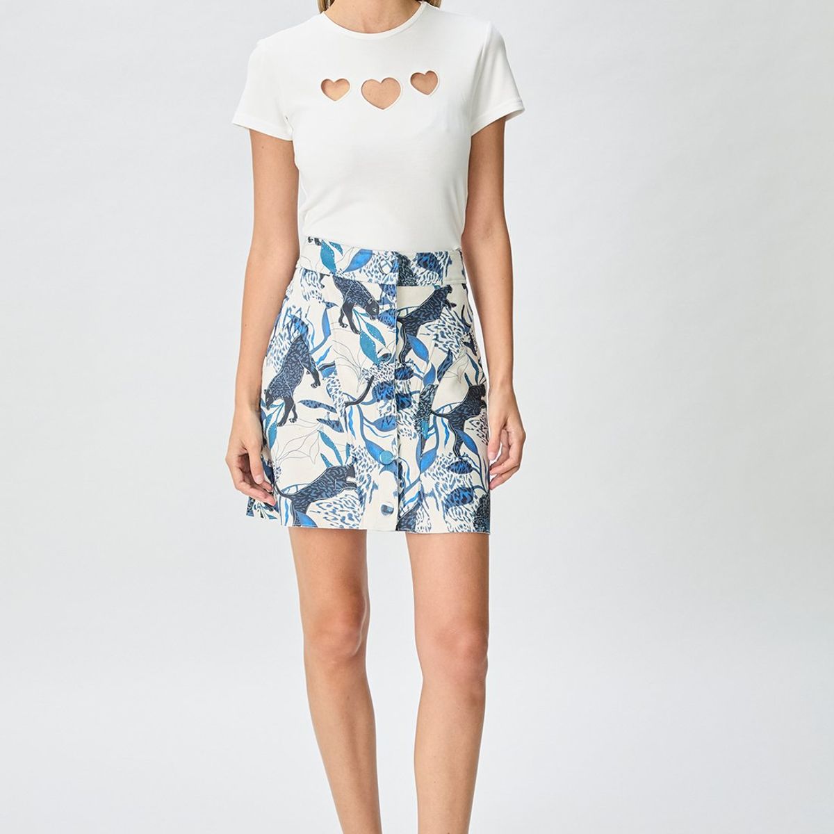 IO - Falda Corta Beige Mujer Io