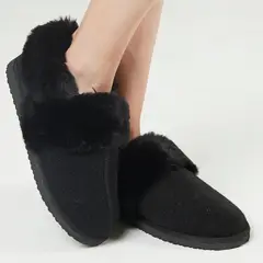 BARBIZON - Pantufla de Mujer Zapatilla Furry Negro