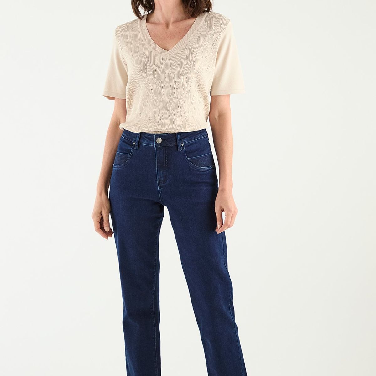 MA GRIFFE - Jeans Straight Azul Marino Mujer Magriffe