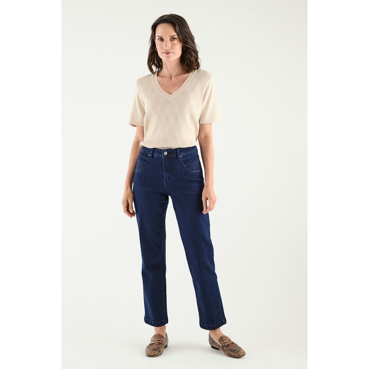 MA GRIFFE - Jeans Straight Azul Marino Mujer Magriffe