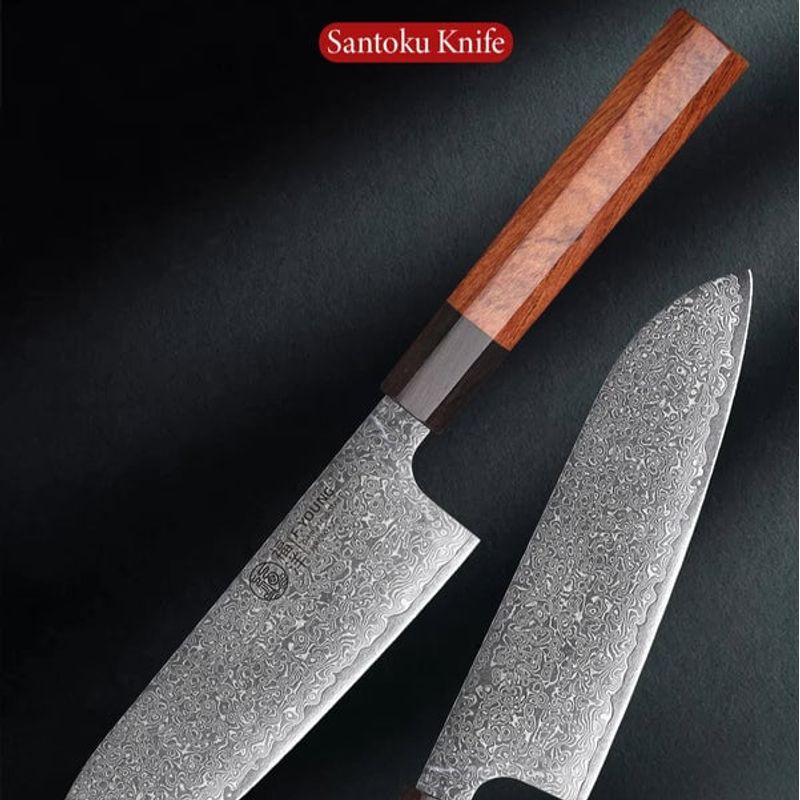 GENERICO - Cuchillo Santoku 7 Damasco Japonés Chef Multifunción