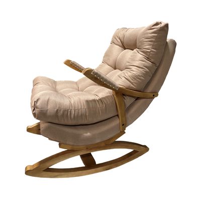 Imagen 2 del producto SILLA MECEDORA COQUETTE CON APOYA BRAZO BEIGE LINO.