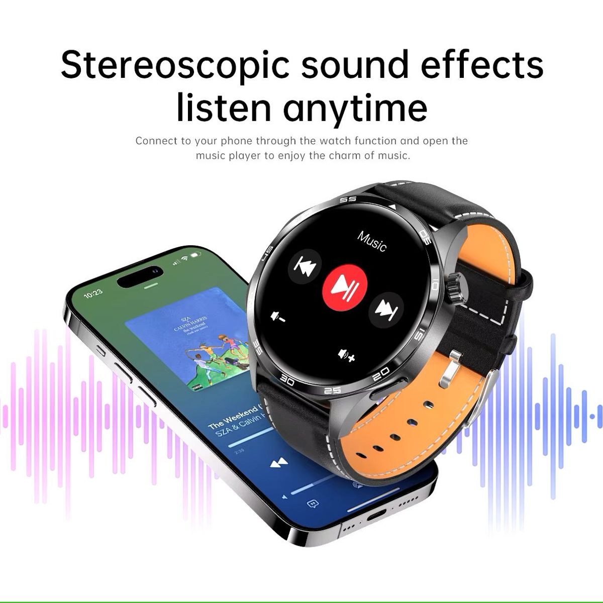 GENERICO - Smartwatch Correa de Cuero: Elegancia Clásica IP67 300 mAh G-SENSOR