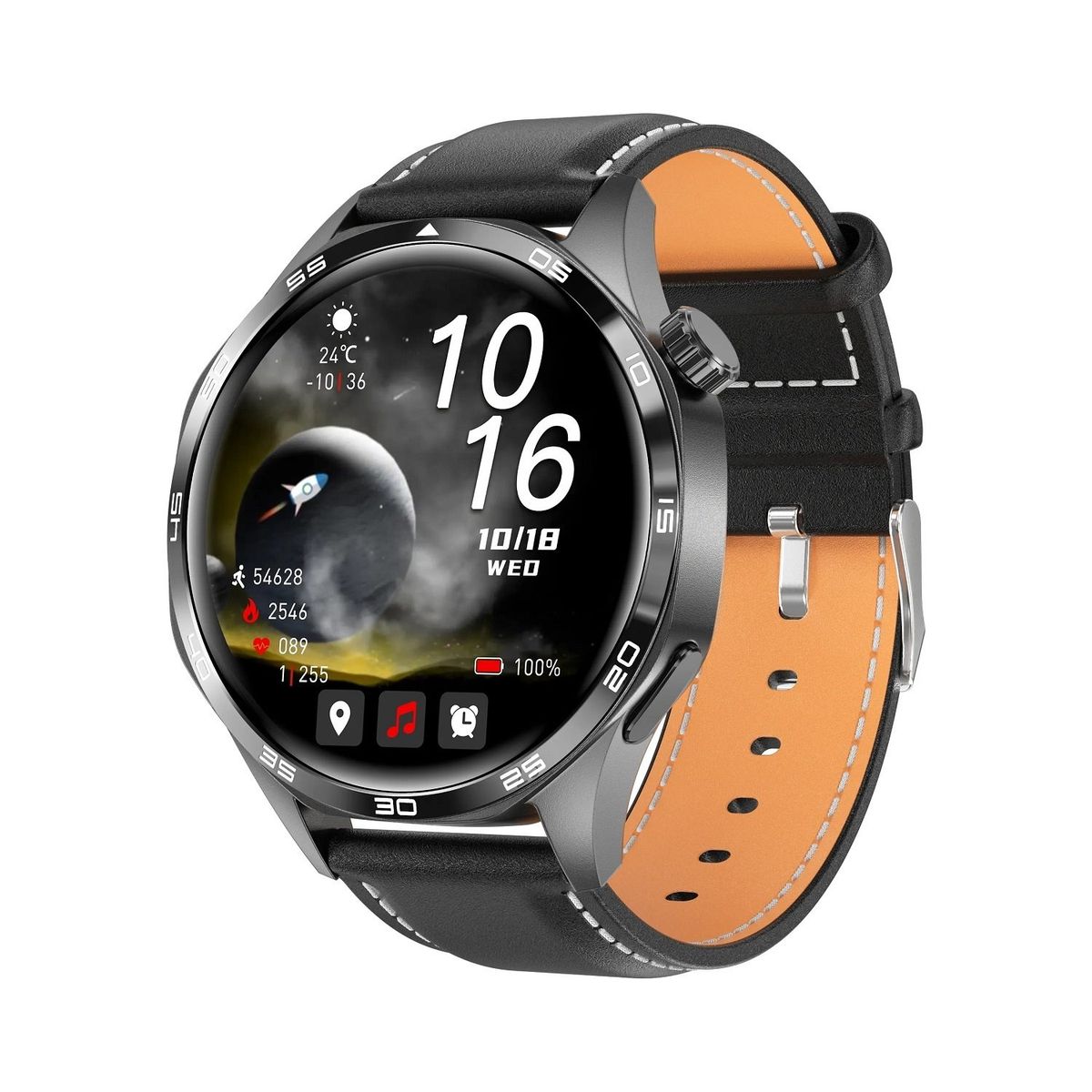 GENERICO - Smartwatch Correa de Cuero: Elegancia Clásica IP67 300 mAh G-SENSOR