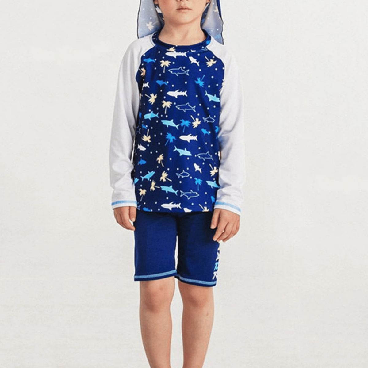 UTILISIMO - Traje De Baño 2 Piezas Manga Larga Niño Fish Navy