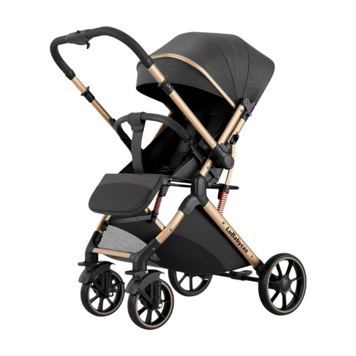 LUBABYCAS - Coche De Paseo Reversible Con Cubre Pies B1 Negro LuBabycas
