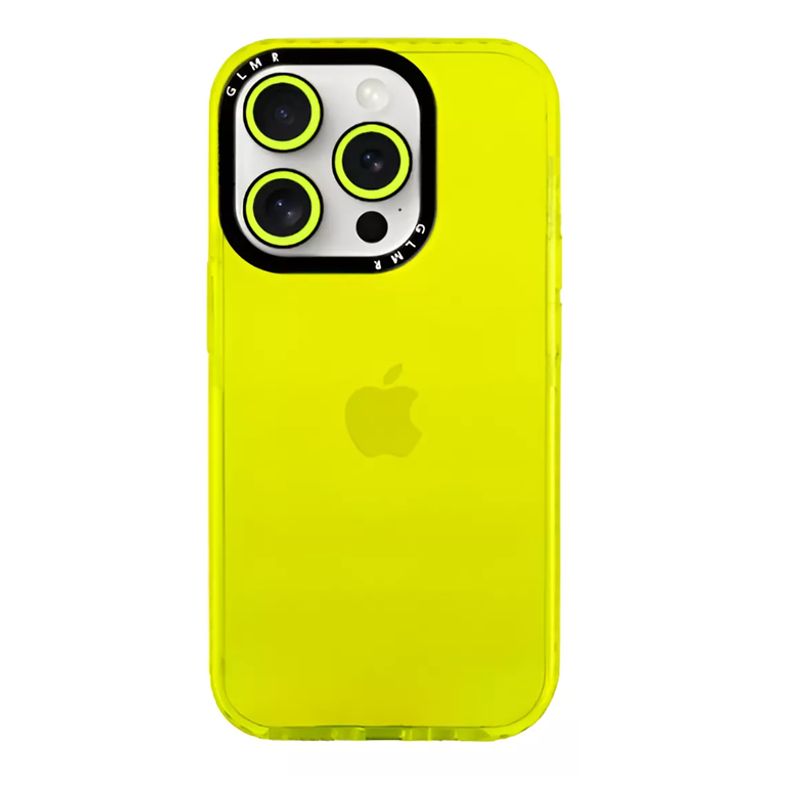 GENERICO - Carcasa Neon Con Lentes Para iPhone 15 Pro Max Amarillo