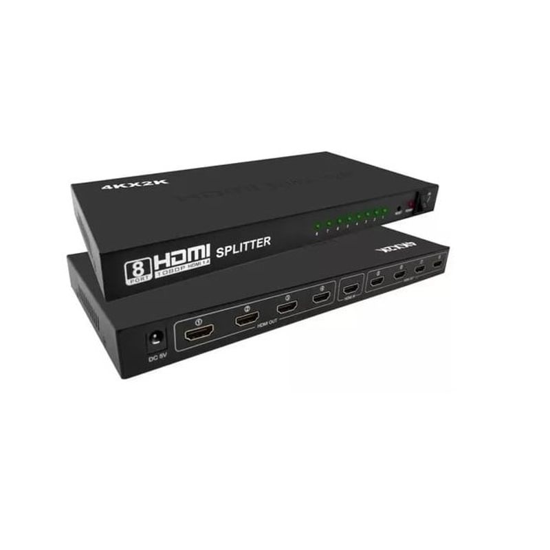 DM - Splitter Hdtv 1x8 Activo 1.4 Fullhd 1080p Metálico 8 Salidas