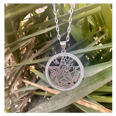 Imagen 2 del producto Collar Tetragrammaton Plata 925 con circones Protección