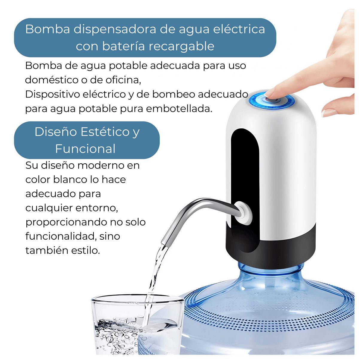 UTILISIMO - Dispensador De Agua Eléctrico Portátil Recargable