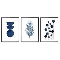 GENERICO - SET 3 CUADROS DECORATIVOS TRILOGIA AZUL