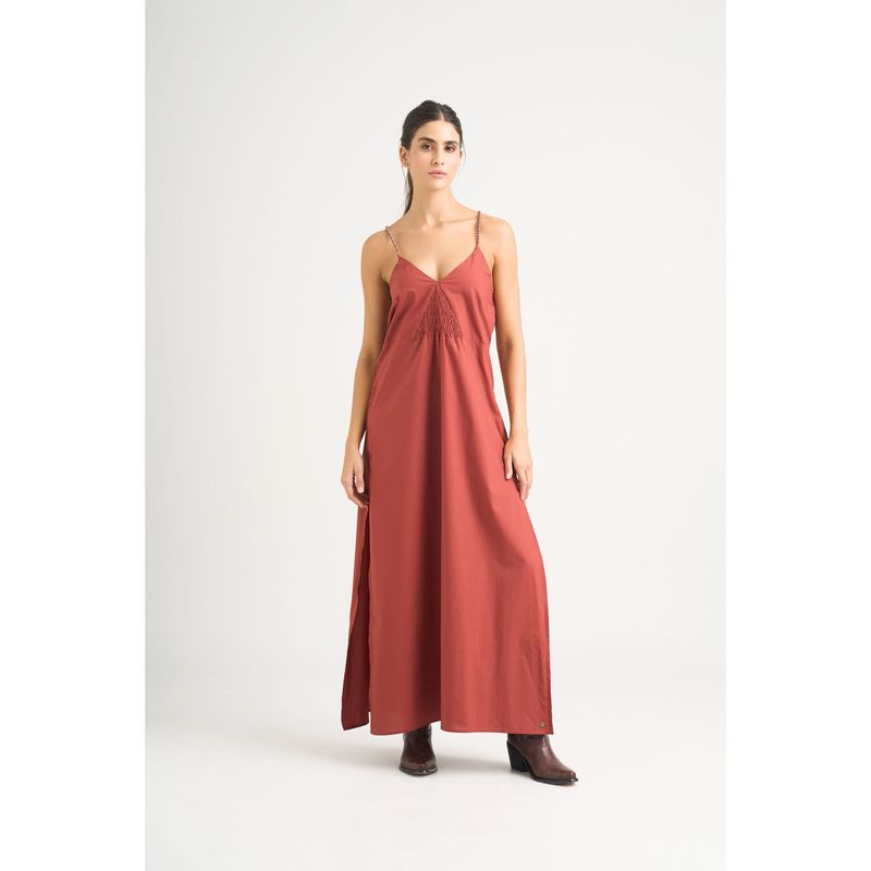 VELEZ - Vélez Vestido Maxi Celeste Tejido Plano Para Mujer Detalle