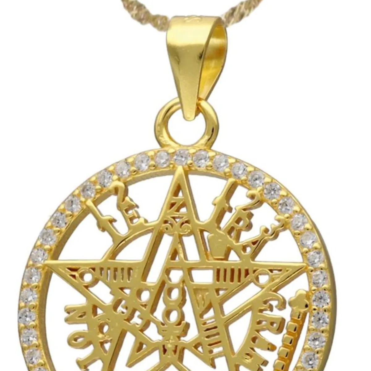 GENERICO - Collar Tetragrammaton Plata Fina Con Baño Oro 18k Proteccion