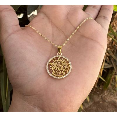 Imagen 2 del producto Collar Tetragrammaton Plata Fina Con Baño Oro 18k Proteccion