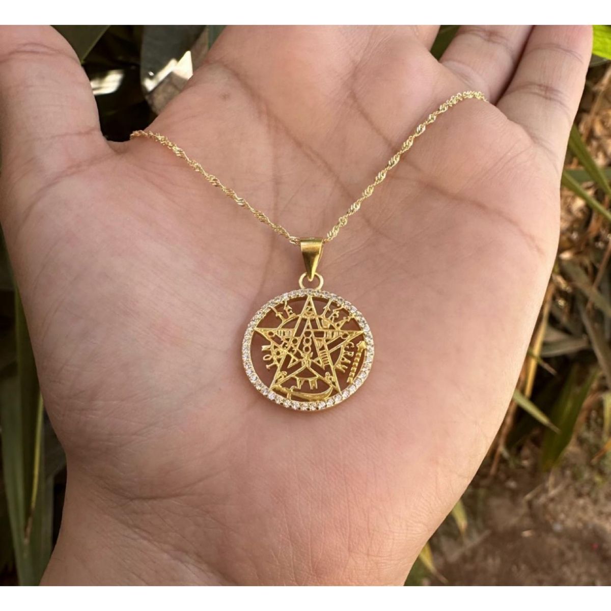 GENERICO - Collar Tetragrammaton Plata Fina Con Baño Oro 18k Proteccion