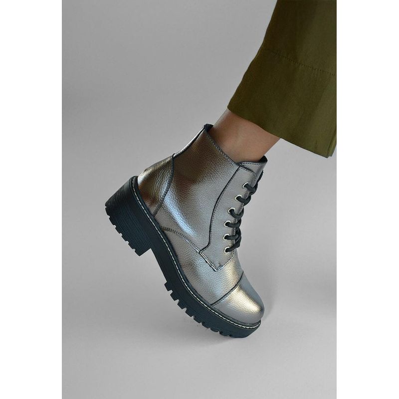 GIANI DAFIRENZE - Botines Mujer De Cuero Tiuque Metálico C20
