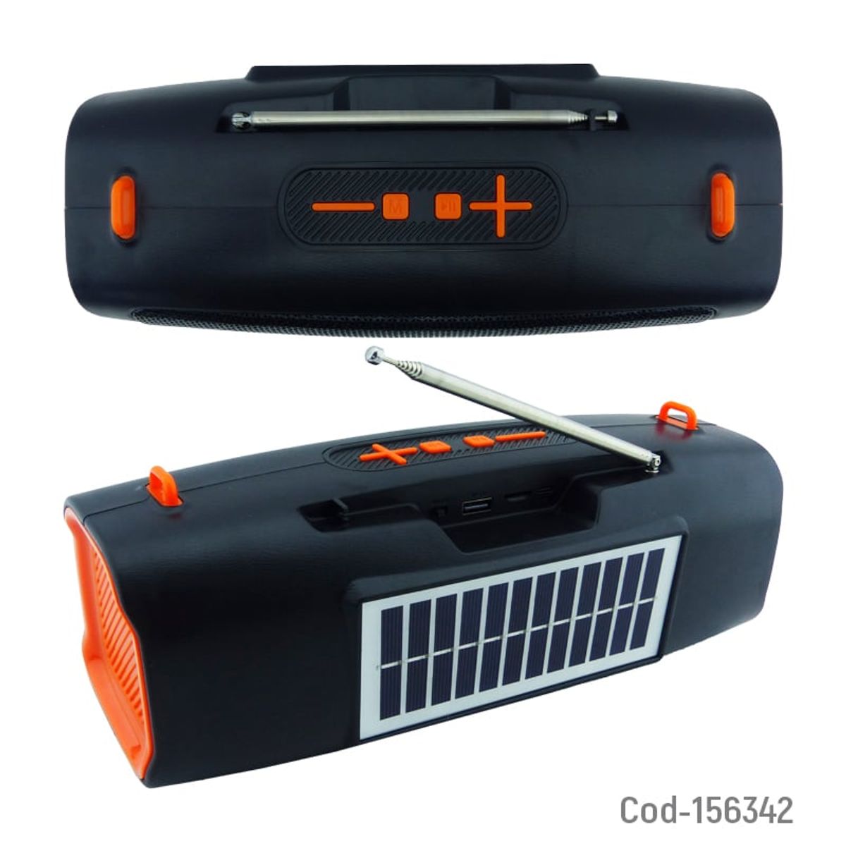 GENERICO - Parlante Solar Recargable de 15W Bluetooth FM TF y USB