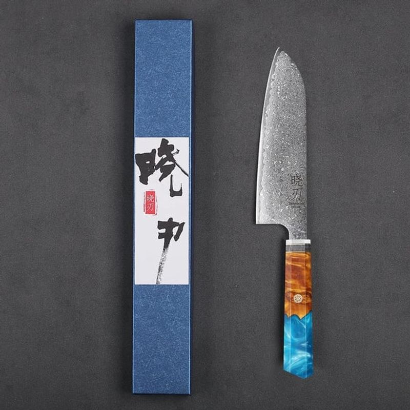 GENERICO - Cuchillo Santoku 7 Damasco 67 Capas Chef Japonés