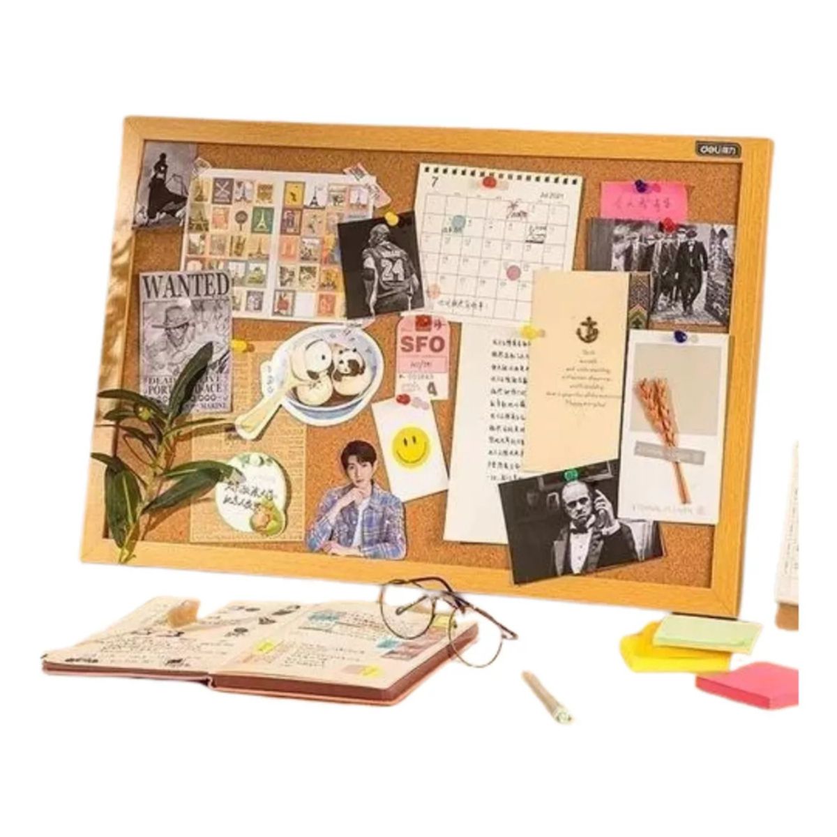 MOTARRO - Pizarra Corcho 40x60cm Borde De Madera + Fijadores