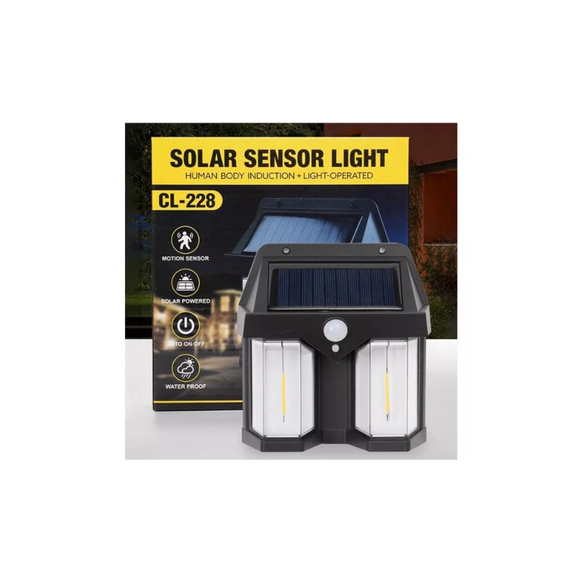GENERICO - Lampara Aplique Solar Led Farol Pared para Exterior negro 2W