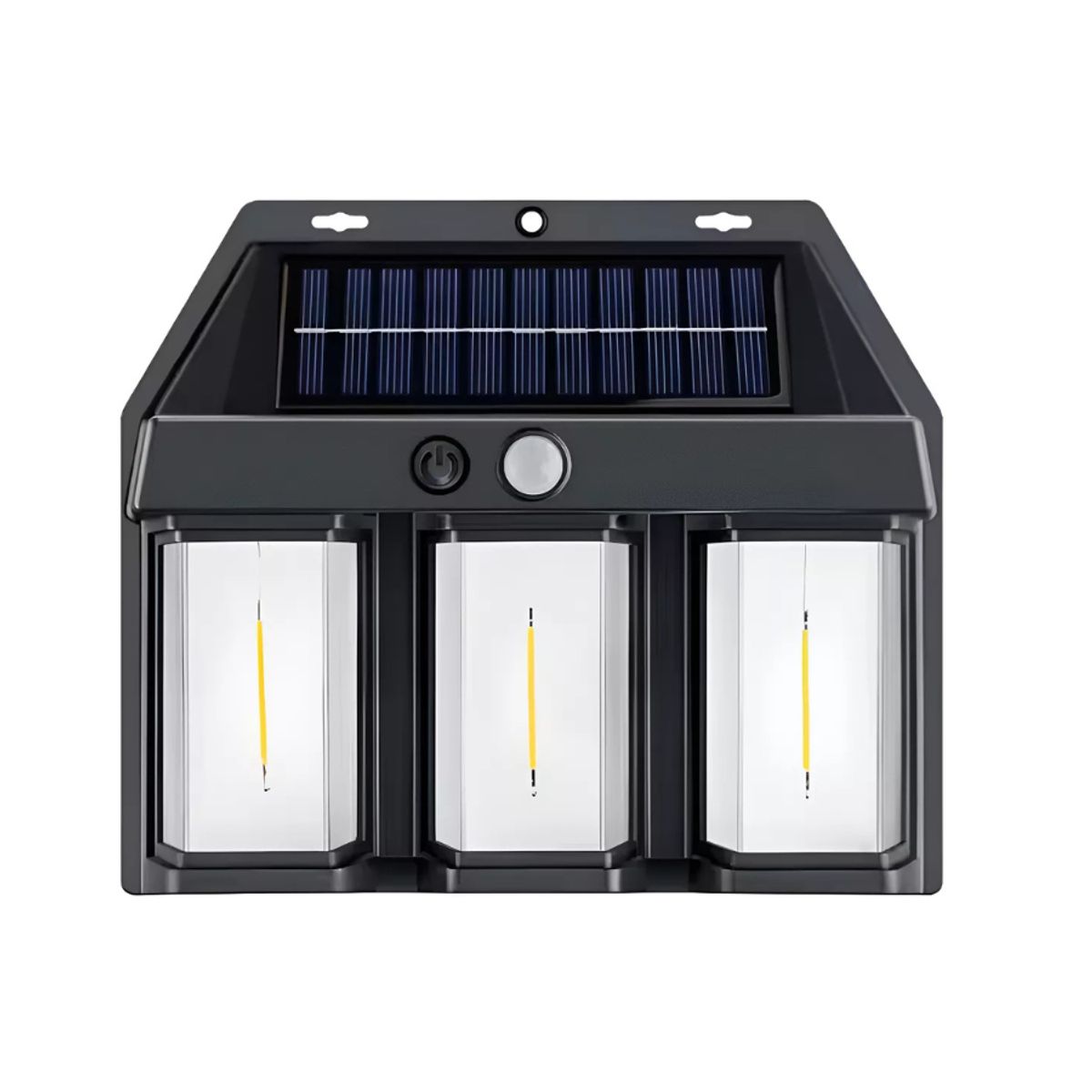 GENERICO - Lampara Aplique Solar Led Farol Pared para Exterior negro 3 focos