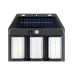 GENERICO - Lampara Aplique Solar Led Farol Pared para Exterior negro 3 focos