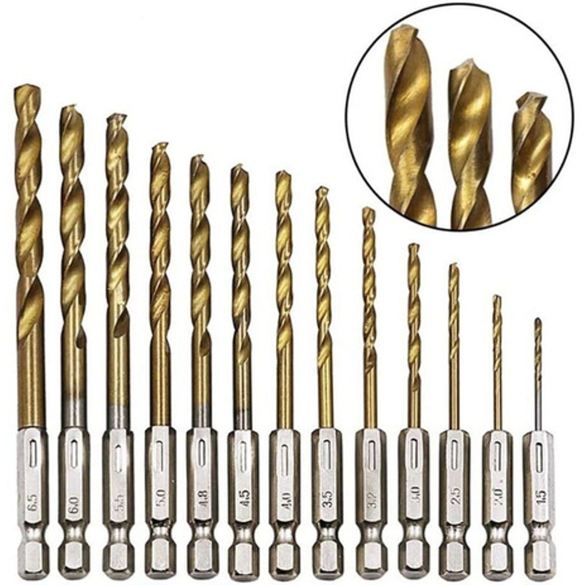 13 Brocas Hss Titanio Toma Hexagonal Para Metal Madera, marca GENERICO - Foto Principal