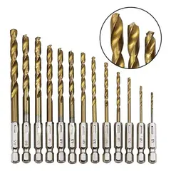 GENERICO - 13 Brocas Hss Titanio Toma Hexagonal Para Metal Madera