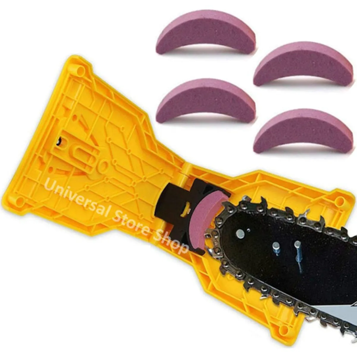 GENERICO - Afilador Amolador De Cadena Motosierra Sierra +4 Piedra  / Amarillo