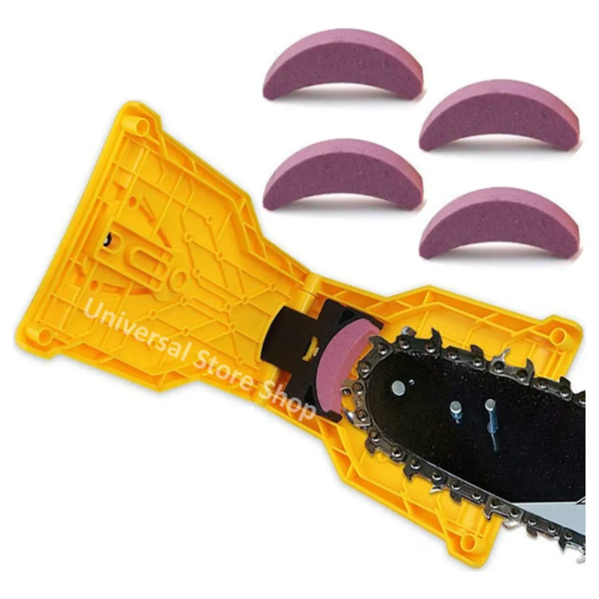 GENERICO - Afilador Amolador De Cadena Motosierra Sierra +4 Piedra  / Amarillo