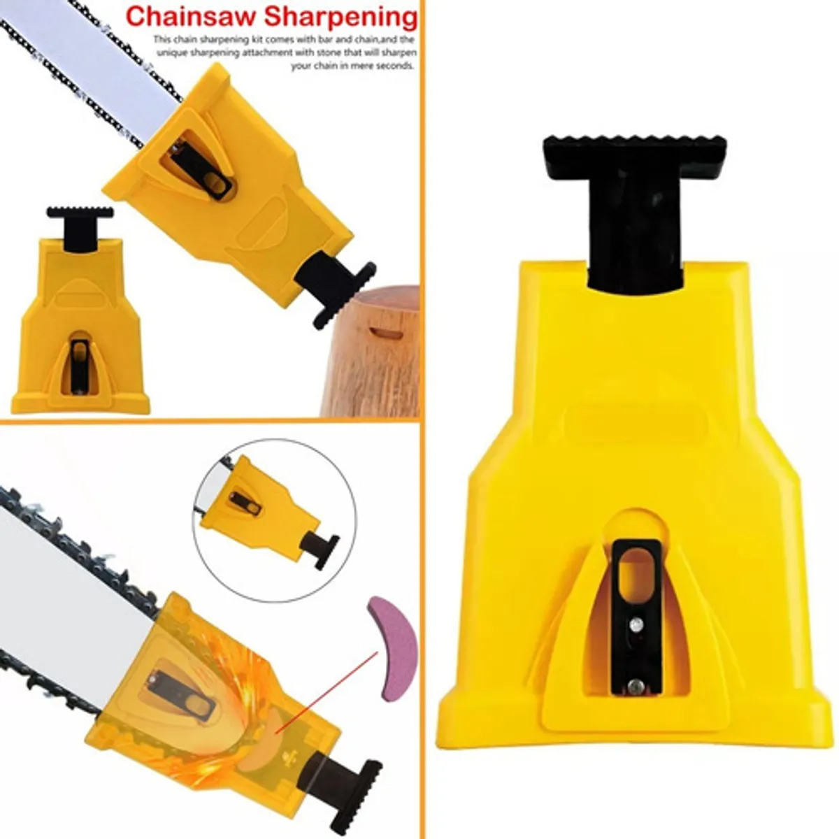 GENERICO - Afilador Amolador De Cadena Motosierra Sierra +4 Piedra  / Amarillo