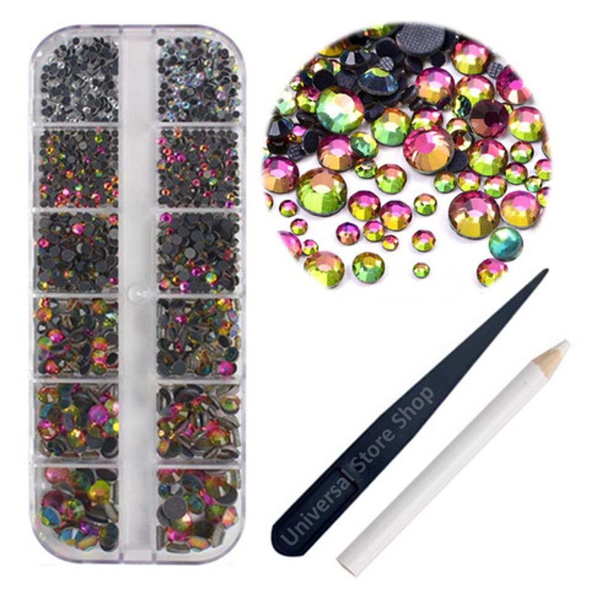 GENERICO - 1220 Hotfix Arcoíris Y Cristal Diamante Ss6-30 Strass Uña