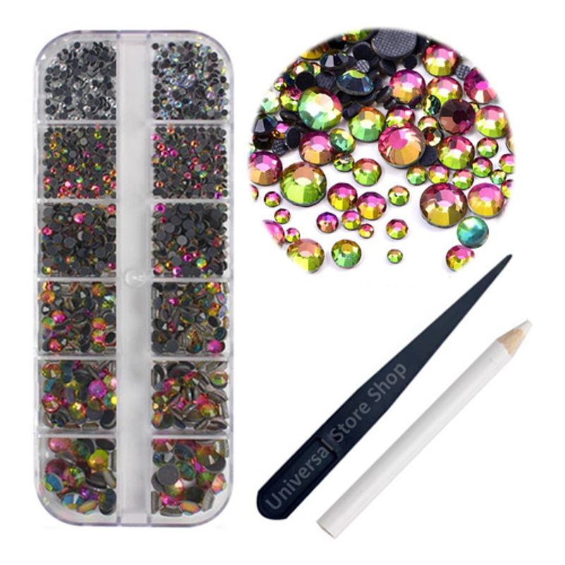 GENERICO - 1220 Hotfix Arcoíris Y Cristal Diamante Ss6-30 Strass Uña