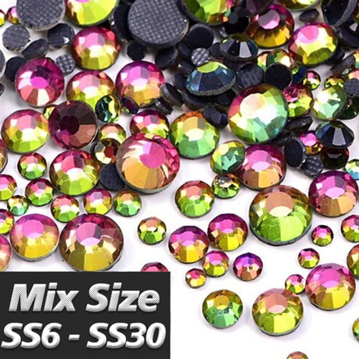 GENERICO - 1220 Hotfix Arcoíris Y Cristal Diamante Ss6-30 Strass Uña