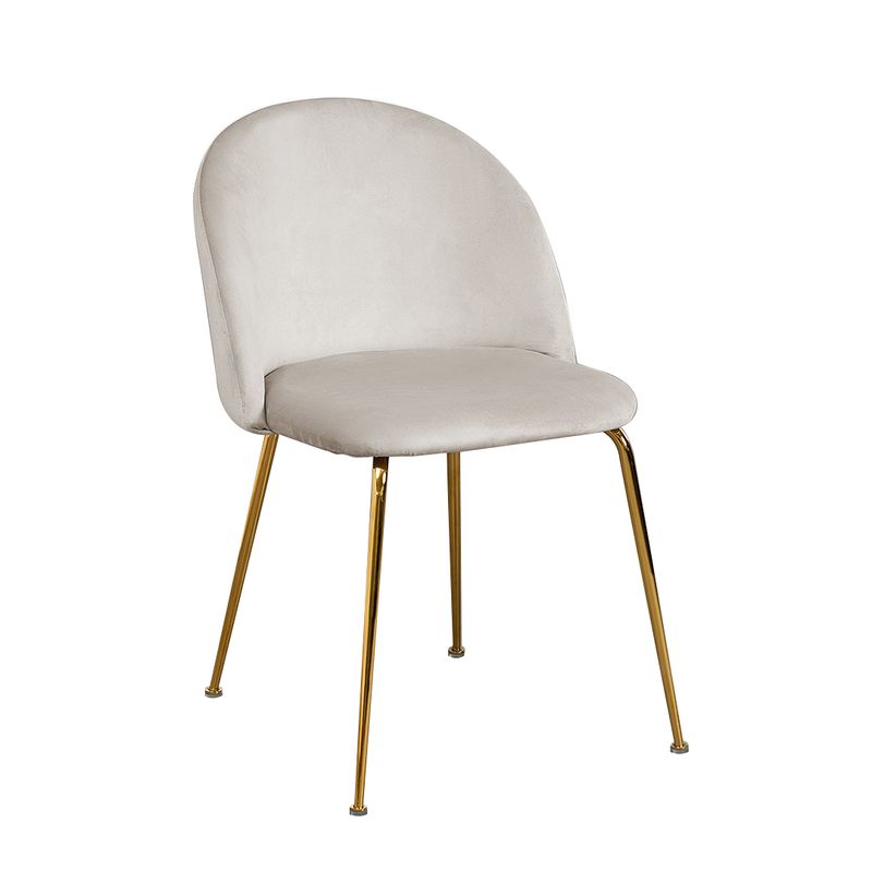 GENERICO - Silla De Comedor Sora Tapiz Velvet Beige Patas Doradas