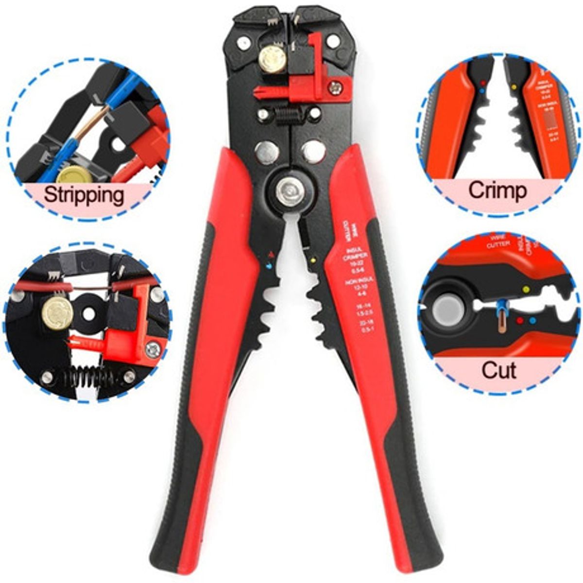 GENERICO - Alicate Pelacable Cortacable Crimpeadora Prensa Pinza