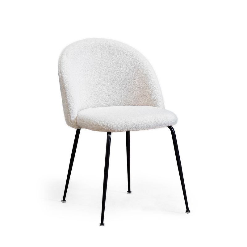 GENERICO - Silla De Comedor Sora Tapiz Boucle Blanco Patas Negras