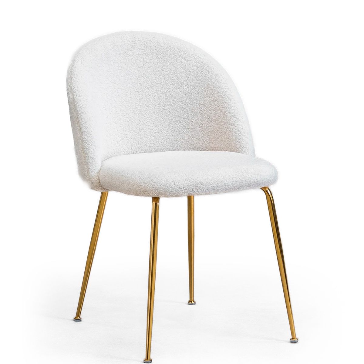 GENERICO - Silla De Comedor Sora Tapiz Boucle Blanco Patas Doradas