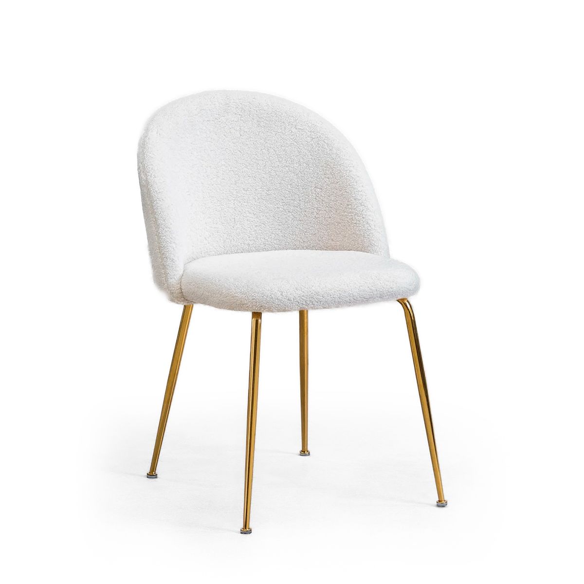 GENERICO - Silla De Comedor Sora Tapiz Boucle Blanco Patas Doradas